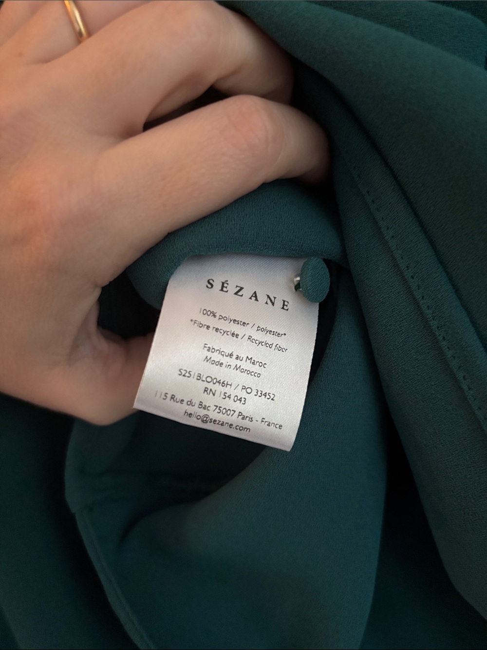Sézane | Abélia Blouse - Bottle Green - Picture 5 of 5
